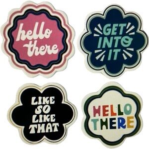 Tabitha Brown Multicolor Stoneware Coaster Set with Inspirational Quotes.